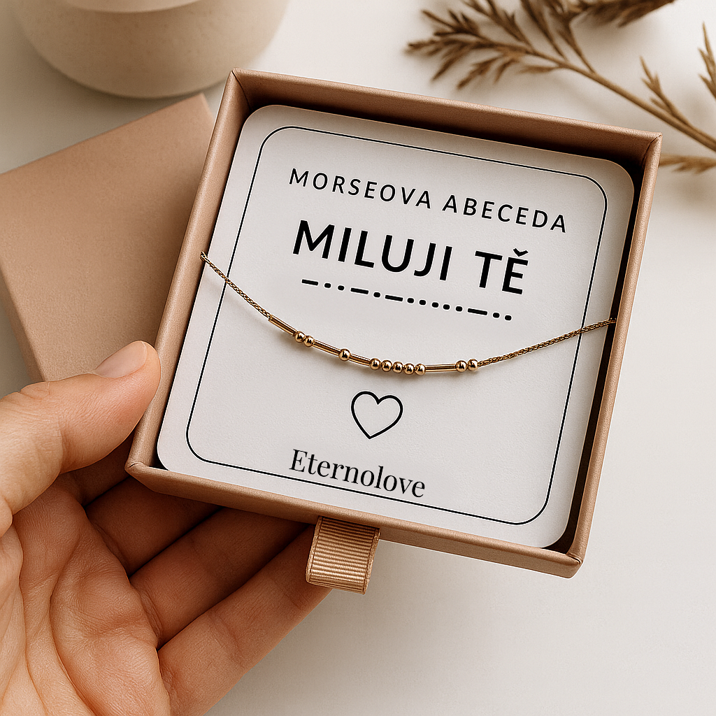 Náhrdelník s Morseovou abecedou, personalizovaný, 18k zlato