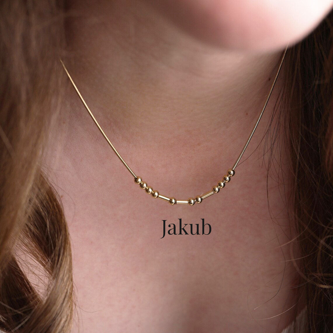 Náhrdelník s Morseovou abecedou, personalizovaný, 18k zlato