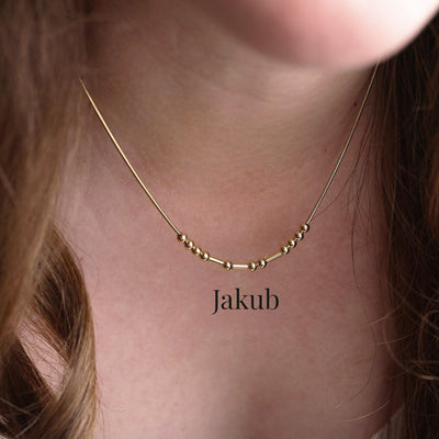 Náhrdelník s Morseovou abecedou, personalizovaný, 18k zlato